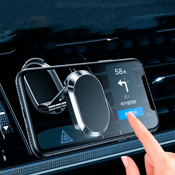 The phone holder has 6 extremely strong magnets that will hold your phone securely in place!