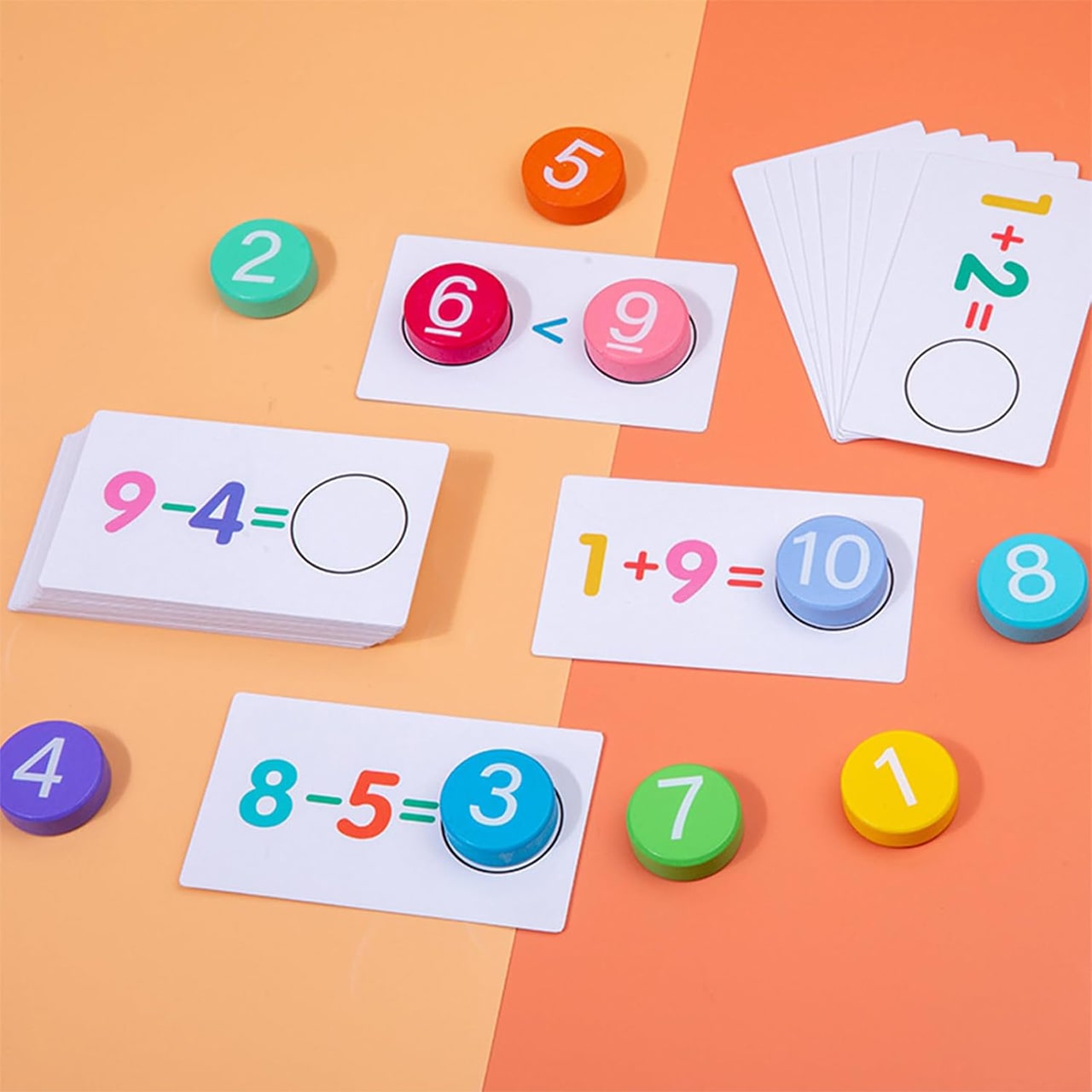 10 wooden tiles with numbers up to 10.