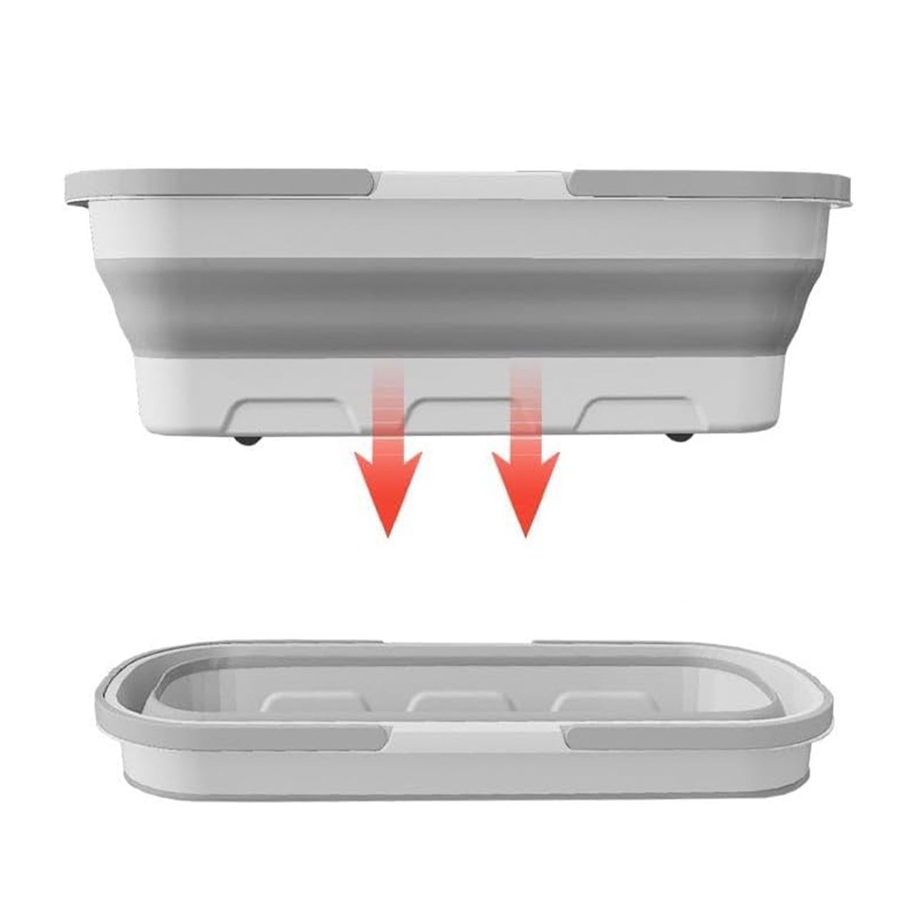 The bucket is foldable, so it doesn't take up much space, and it's big enough to dip a whole broom in.
