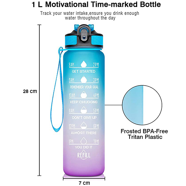 MotivationalBottle, water bottle with motivational verses and time stamps (1000 ml) - Image 4