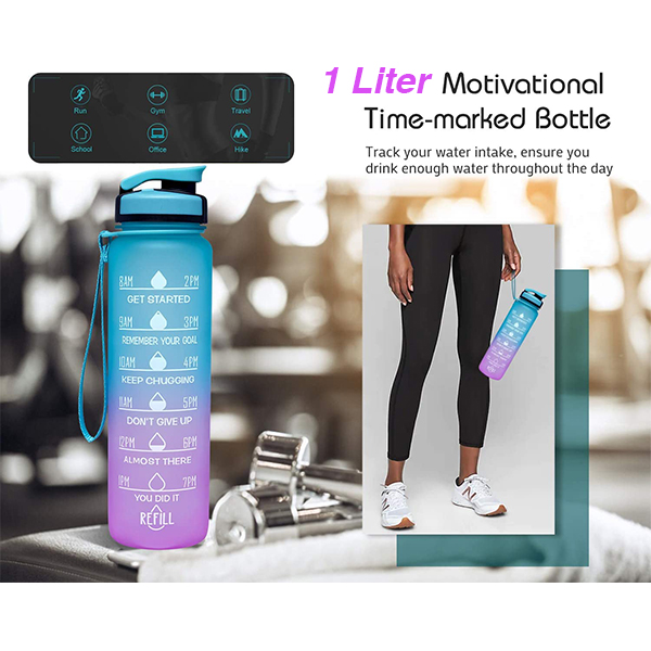 MotivationalBottle, water bottle with motivational verses and time stamps (1000 ml) - Image 6