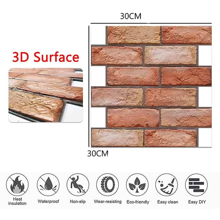 NewYorkWall, three-dimensional wall stickers with orange brick effect(10 pcs.) - Image 9