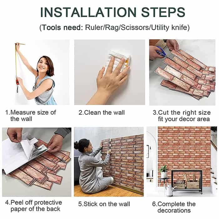 NewYorkWall, three-dimensional wall stickers with orange brick effect(10 pcs.) - Image 10