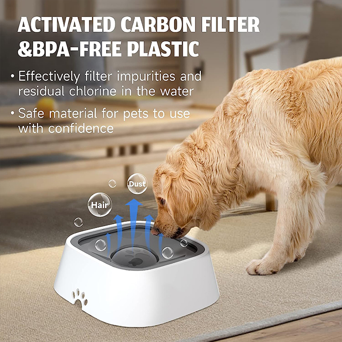 The innovative dog drinking bowl is designed to dispense just the right amount of water to your dog when he touches the bowl with his snout or paw!