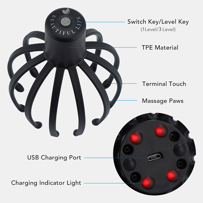 The head massager will provide the perfect relaxation during work, after work or before bed!