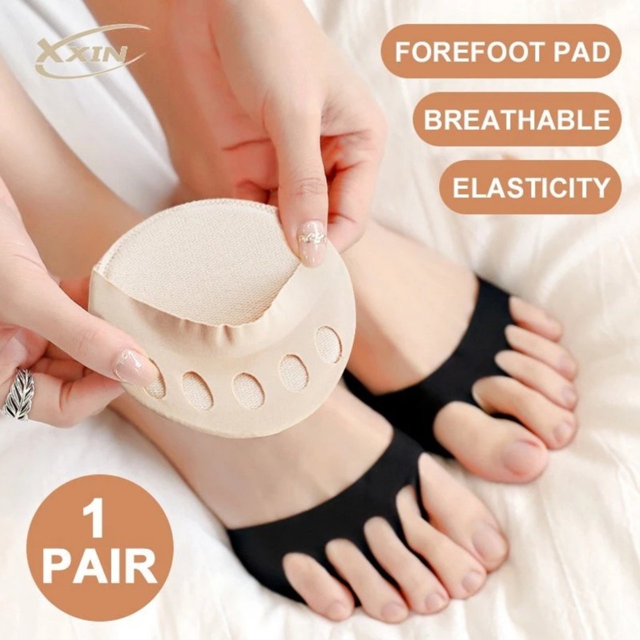 They provide soft support and pressure relief to the front of the foot.
