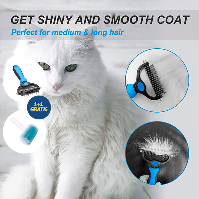 PetBundle, double-sided brush for shedding + hair removal roller GRATIS - Image 3