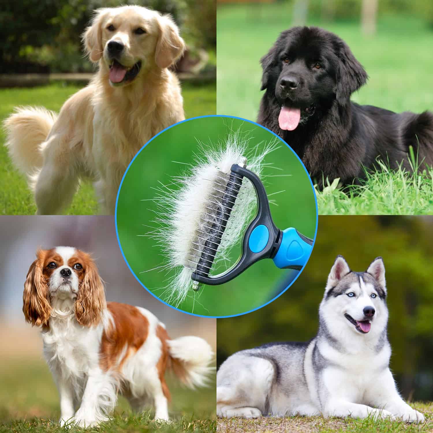 The double-sided detangling brush is suitable for dogs, cats, rabbits, horses and many other furry pets.