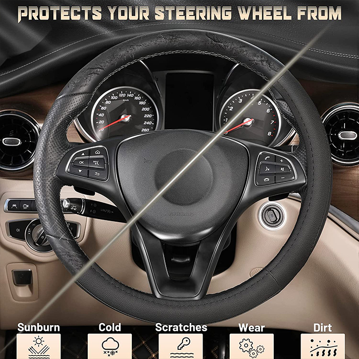 PremiumCover, multifunctional faux leather steering wheel cover - Image 3