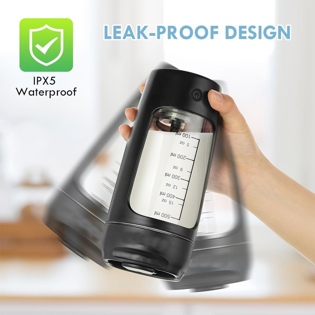 ProteinShaker, an electric shaker with a container that is also a bottle