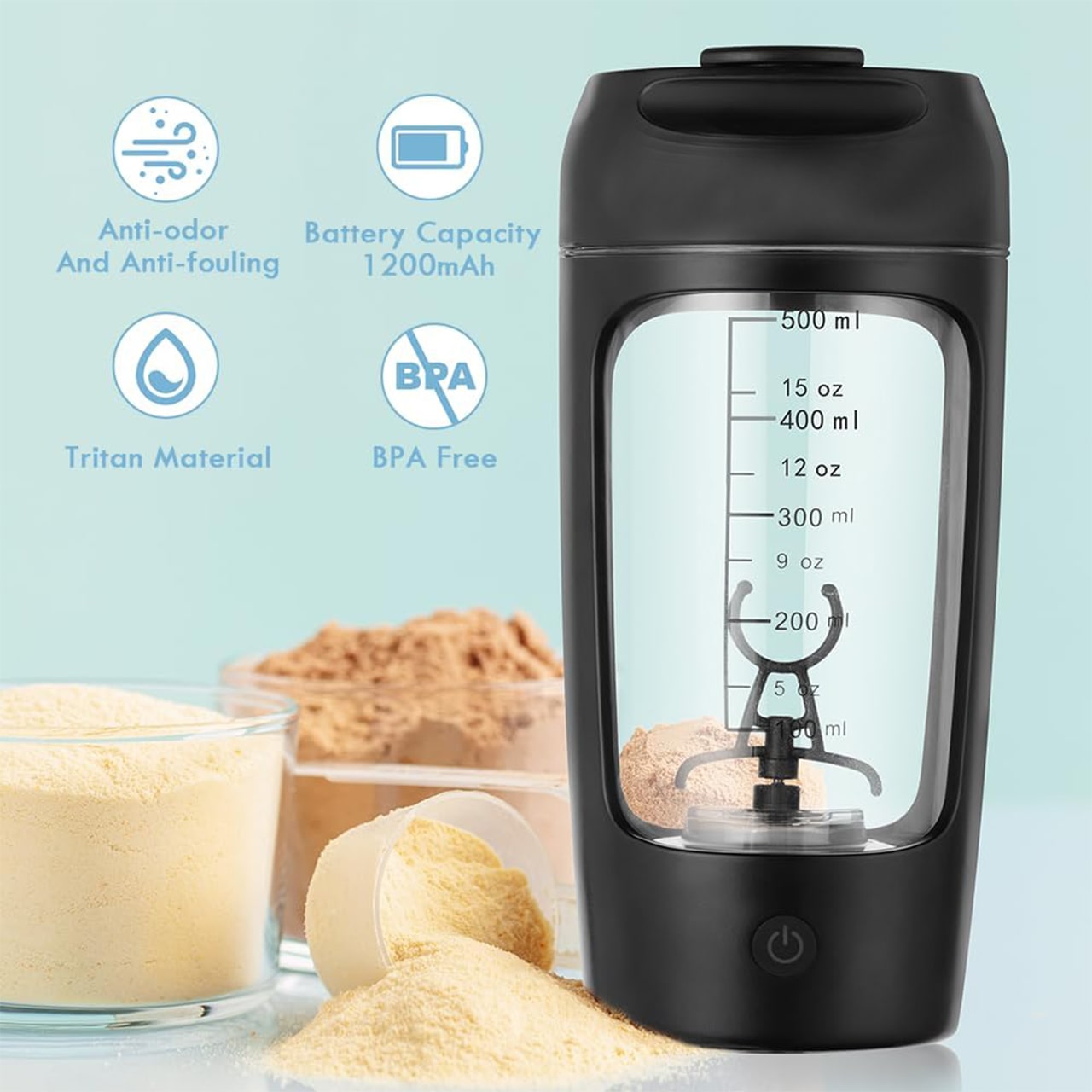 ProteinShaker, an electric shaker with a container that is also a bottle - Image 4