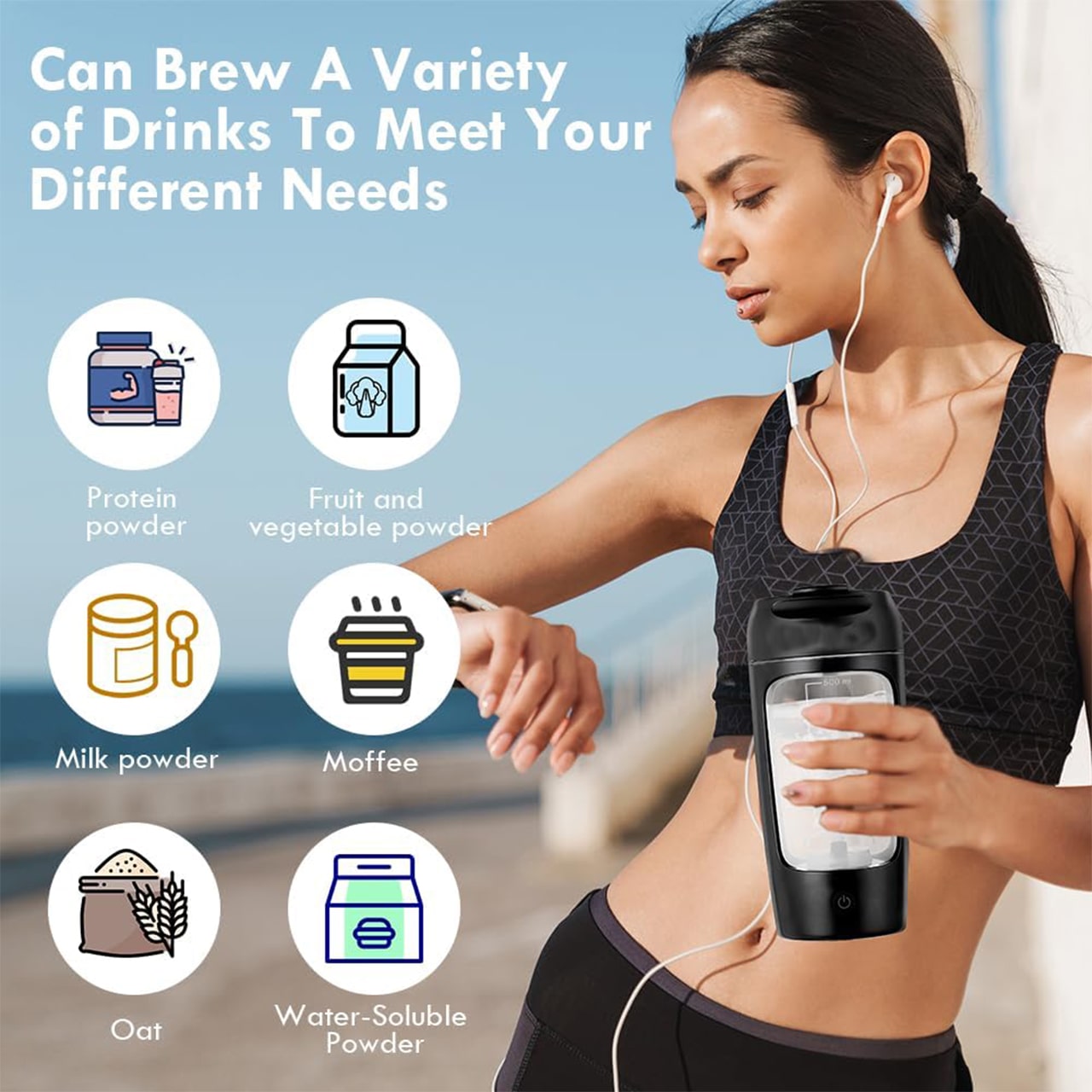 ProteinShaker, an electric shaker with a container that is also a bottle - Image 5