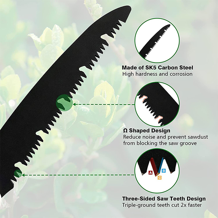 The curve of the saw helps to keep the direction selected for easier and more efficient sawing