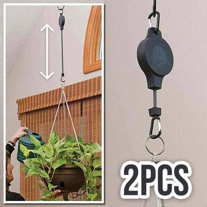 PullGarden, set of 2 hooks for hanging plants with stretch strap - Image 2