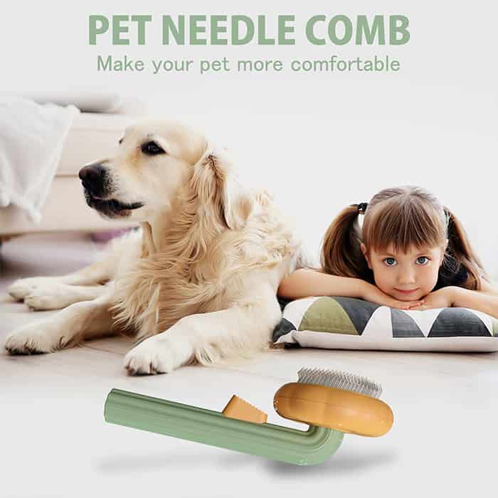 PumpkinComb, pet brush with easy clean button - Image 4
