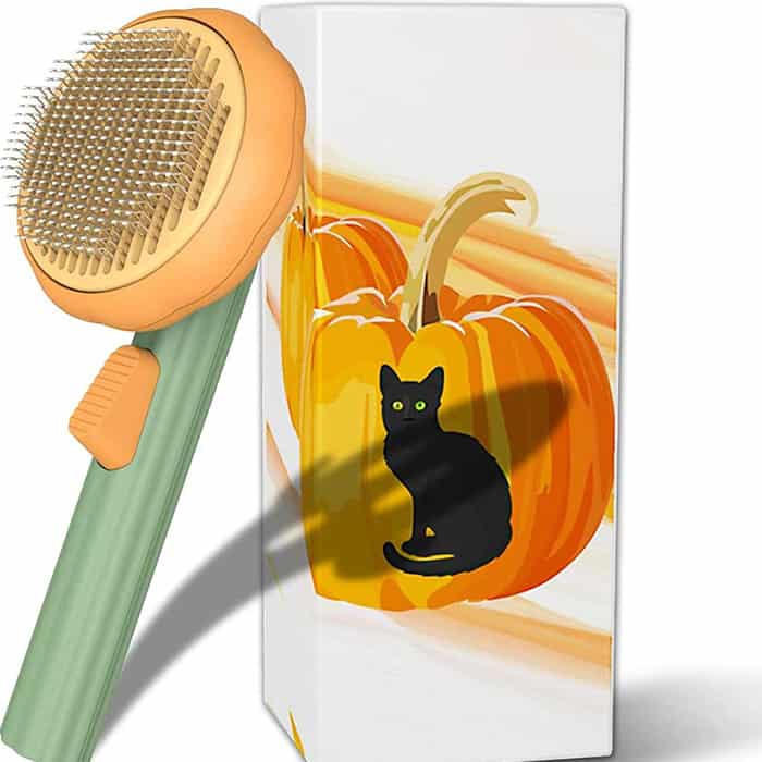 PumpkinComb, pet brush with easy clean button - Image 9