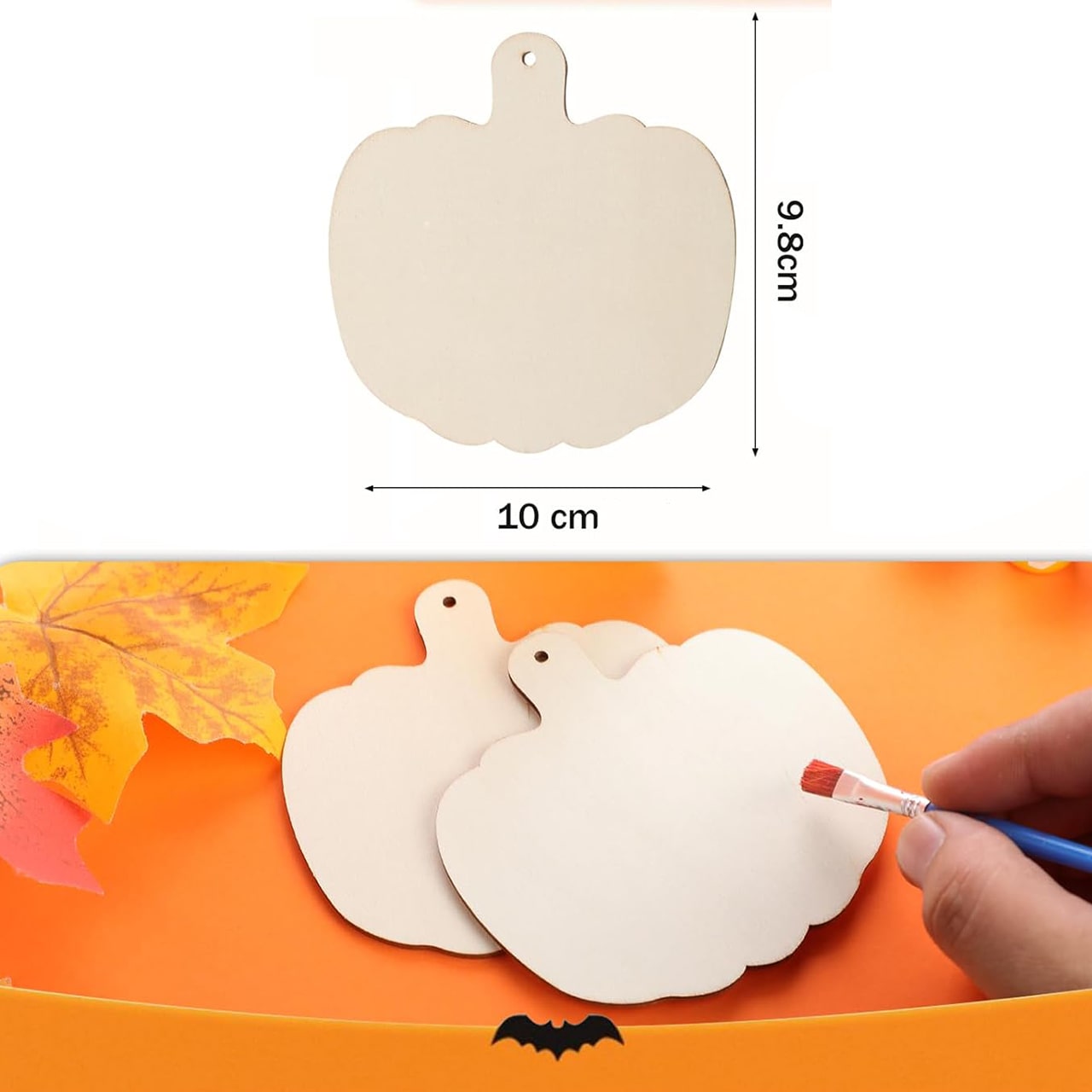 Pumpkins, wooden tiles in the shape of pumpkins to create your own (10 pieces) - Image 7