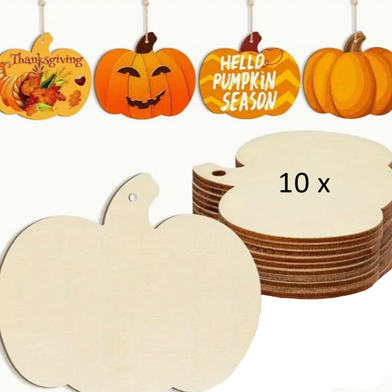 Pumpkins, wooden tiles in the shape of pumpkins to create your own (10 pieces) - Image 8