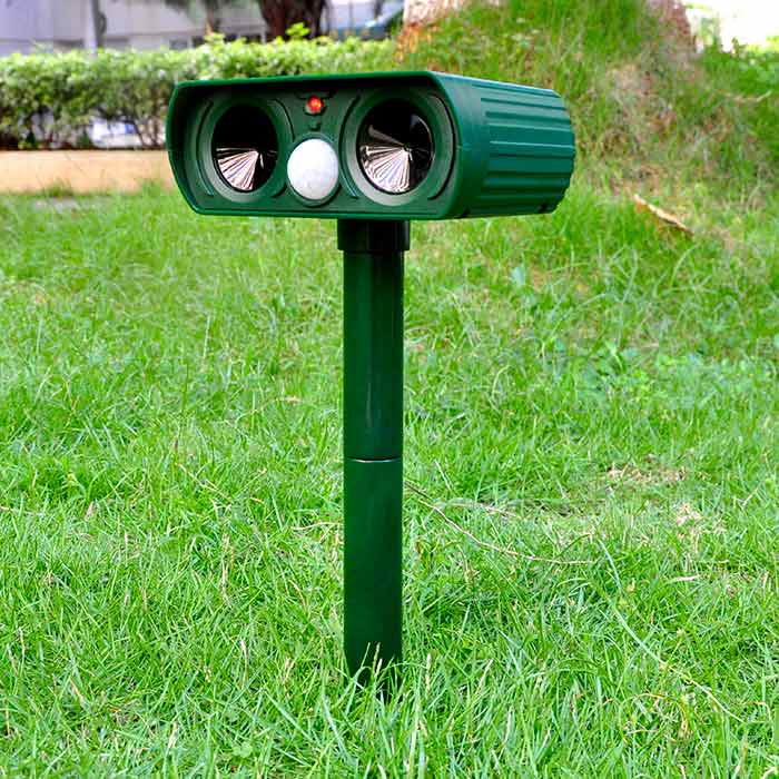 A pest repeller emits high-frequency signals that are disturbing to animals.
