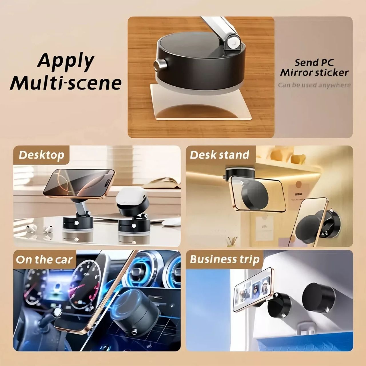 RingMag, universally adjustable magnetic phone holder with vacuum suction cup - Image 6