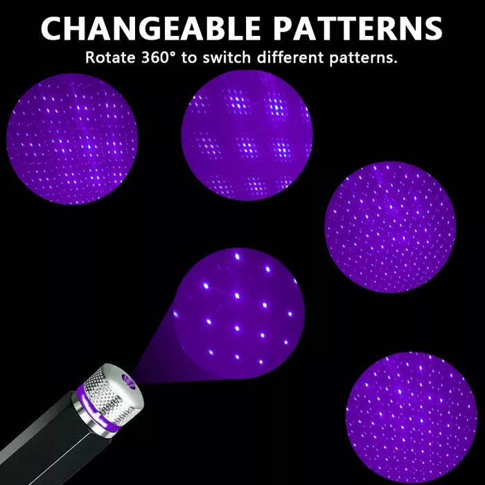 Simply plug the LED into the power supply, point it at the ceiling and switch between different patterns by rotating the top.