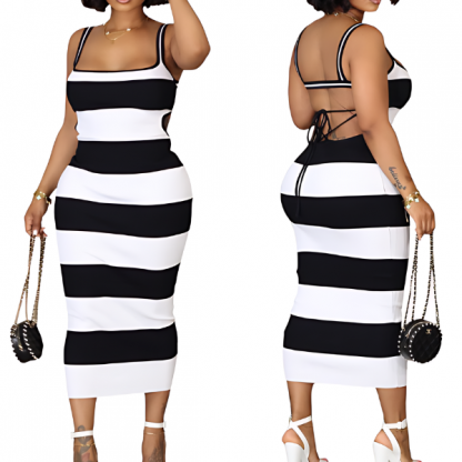 Striped bodycon maxi dress