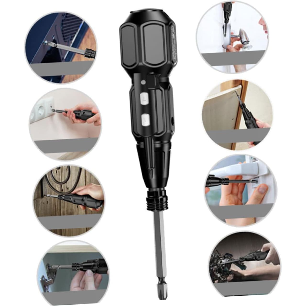 The screwdriver comes with a USB cable and 9 attachments!