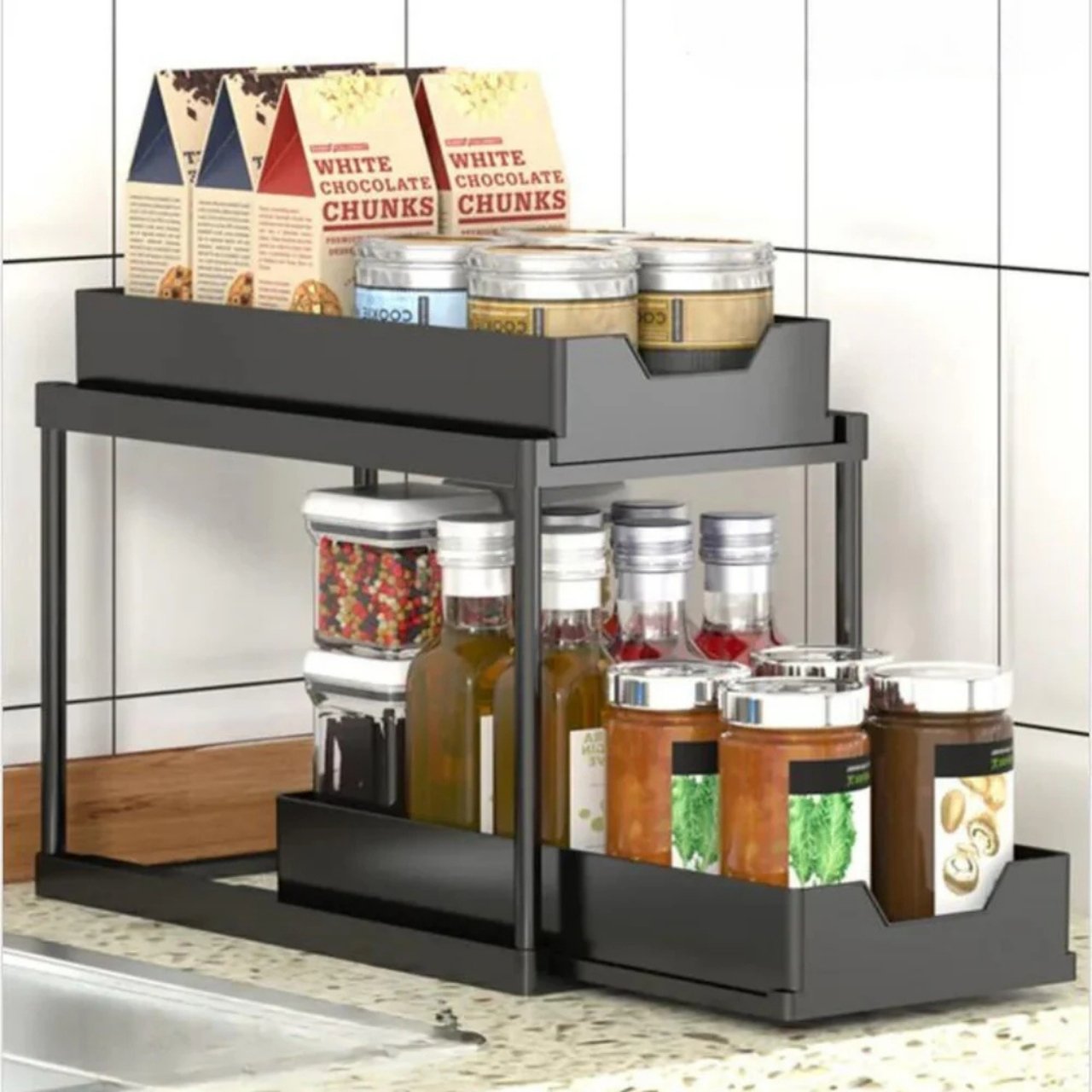 The expandable dimensions allow a perfect fit for different types of cabinets - from narrow bathroom cabinets to wider kitchen cabinets.