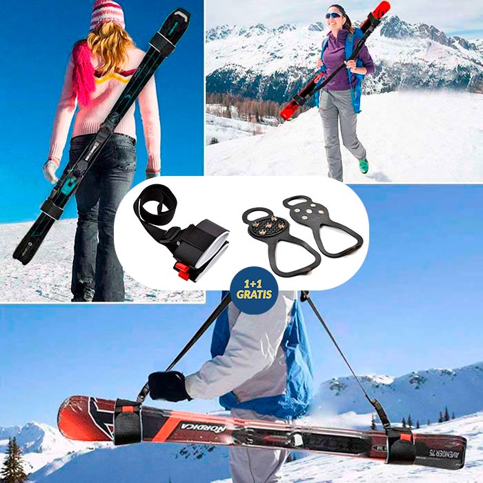 It adapts to different skis and is suitable for adults as well as children! The shoulder straps stretch from 66-120cm and the wrap straps up to 46cm!