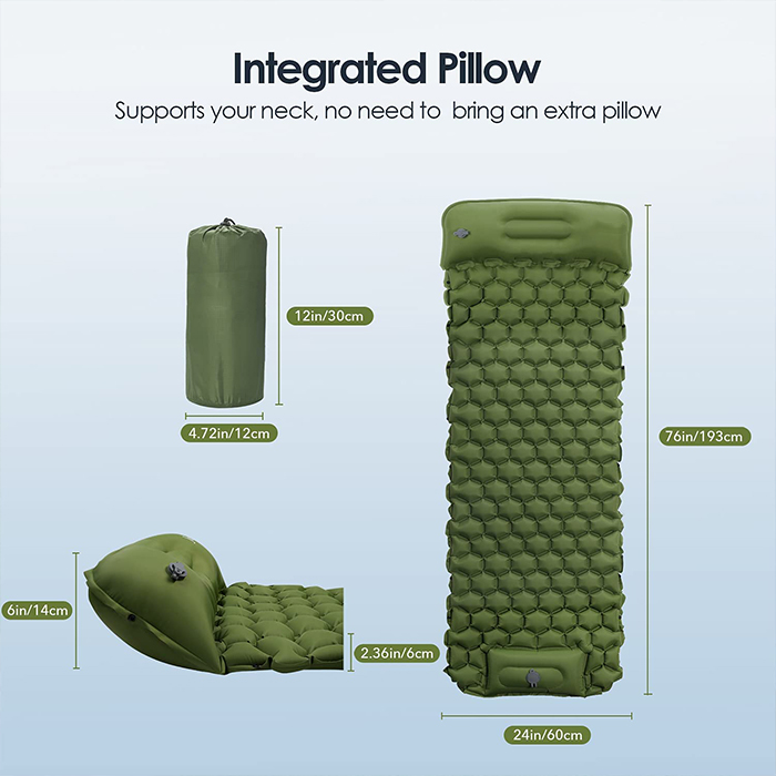 Your matress will be ready to sleep in no time - just put it on the floor, step on the pumping point a few times and it's full!