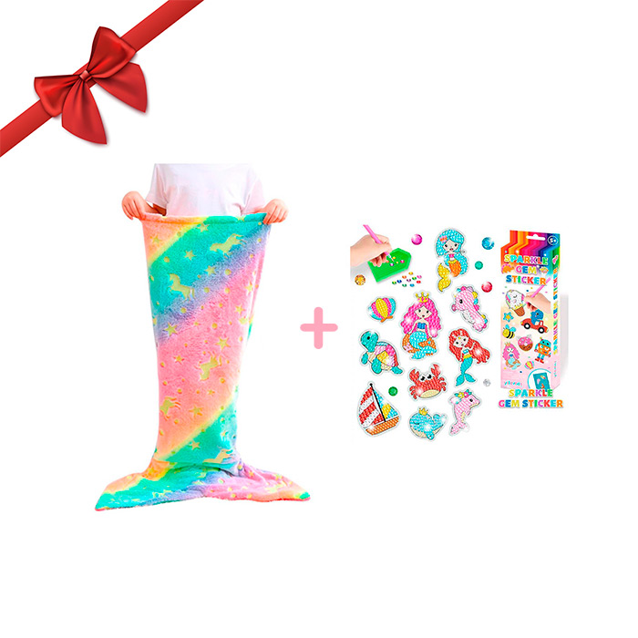 SparkleMermaid, gift set with a girl's blanket and a diamond and sticker creation set FREE - Image 2