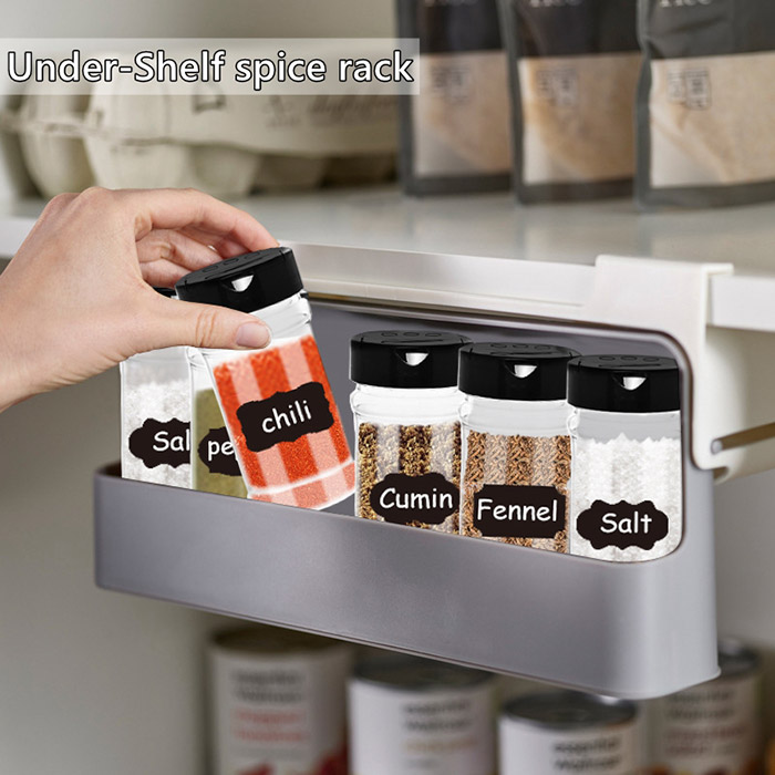 Simply place the spice rack under a shelf and save space in the kitchen!