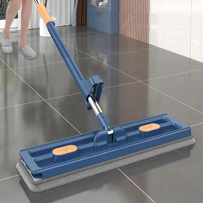 Simply dip the broom in water, sweep it across the floor and then use the mechanism to wring out the excess water!