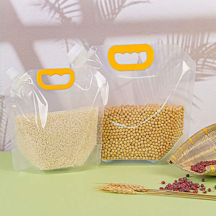 The grocery bags have a convenient handle for easy carrying.