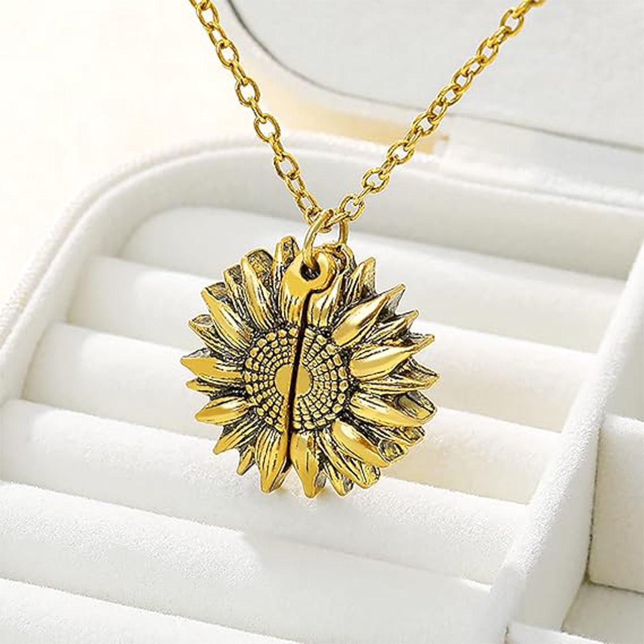 SunNecklace, necklace with sunflower motif and cute inscription - Image 4