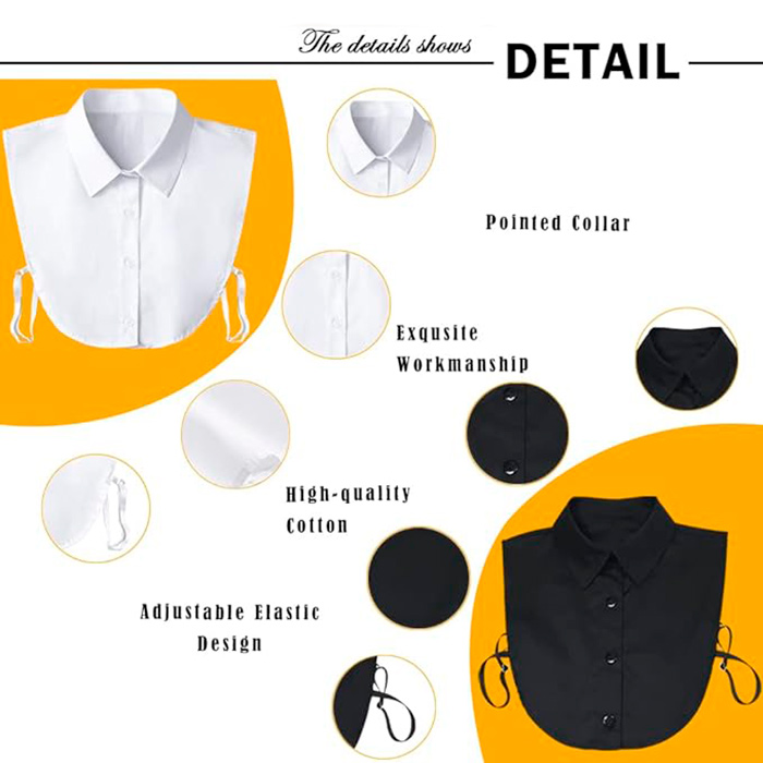 TopCollar, women's shirt collar (black and white) - Image 4