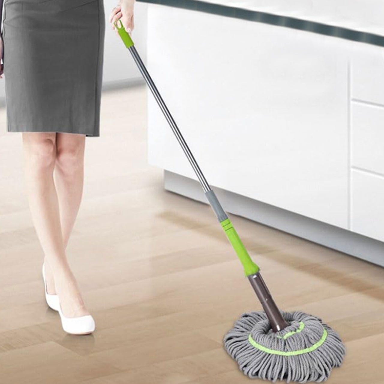The broom reaches even hard-to-reach areas.