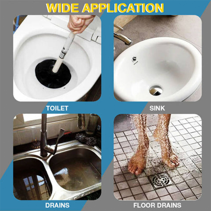 You'll use it to unclog various drains, in the toilet bowl, kitchen sink or shower cubicle!