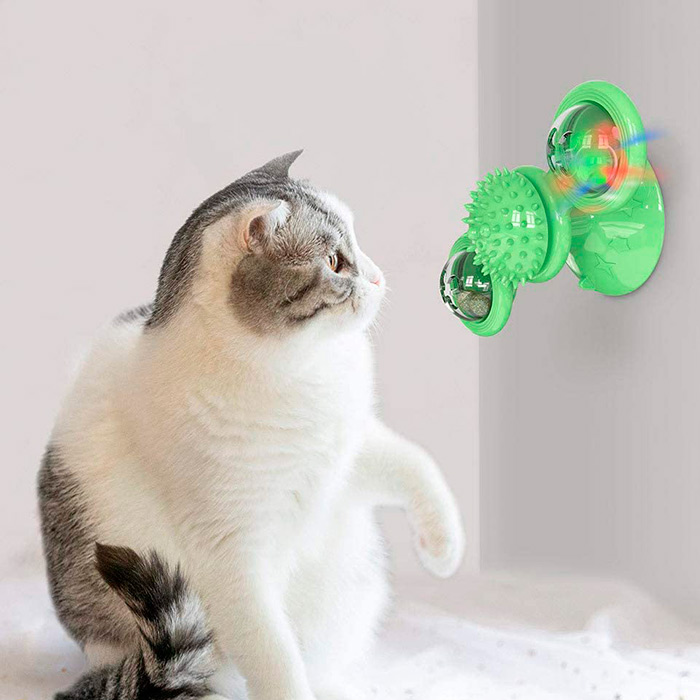 The cat toy rotates 360 degrees!