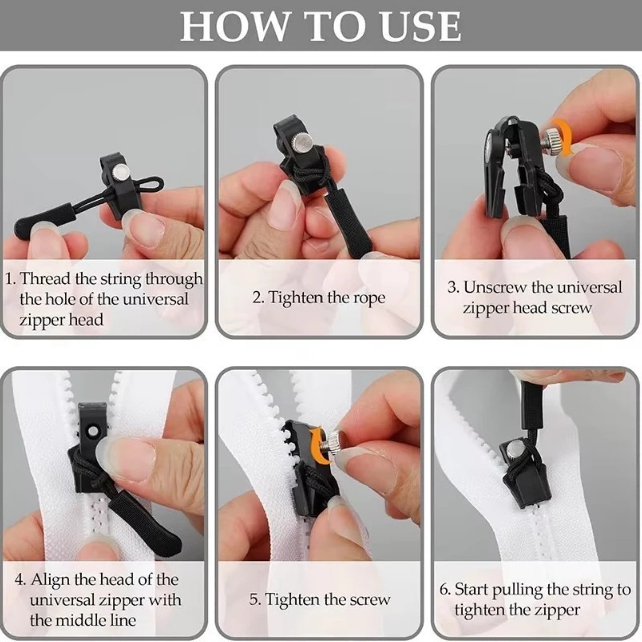 You get 3 sizes in the pack to fit all sizes of zippers and garments.